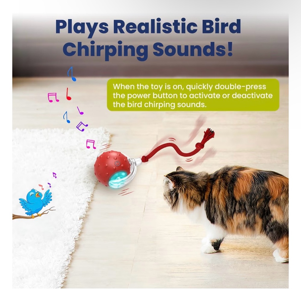 NIB Chirp and Chase Motion Activated Cat Ball with LED Lights  - Red - Picture 6 of 9